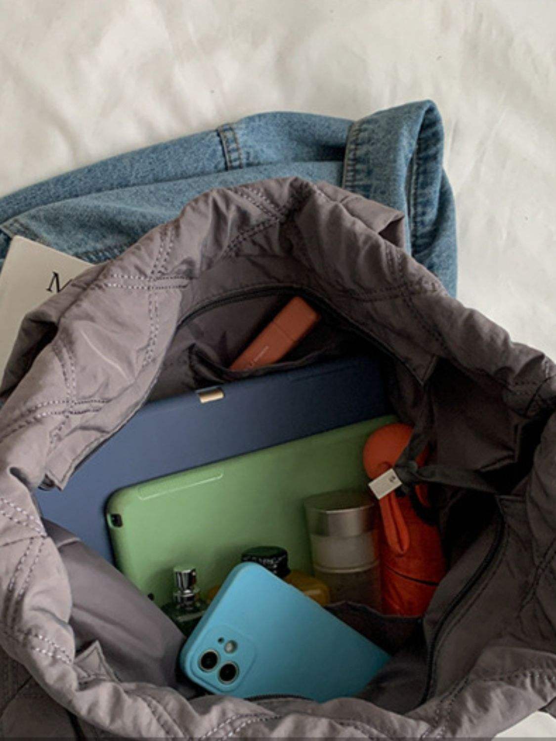 Quilted Nylon Large Tote Bag - Trendsi - Flyclothing LLC