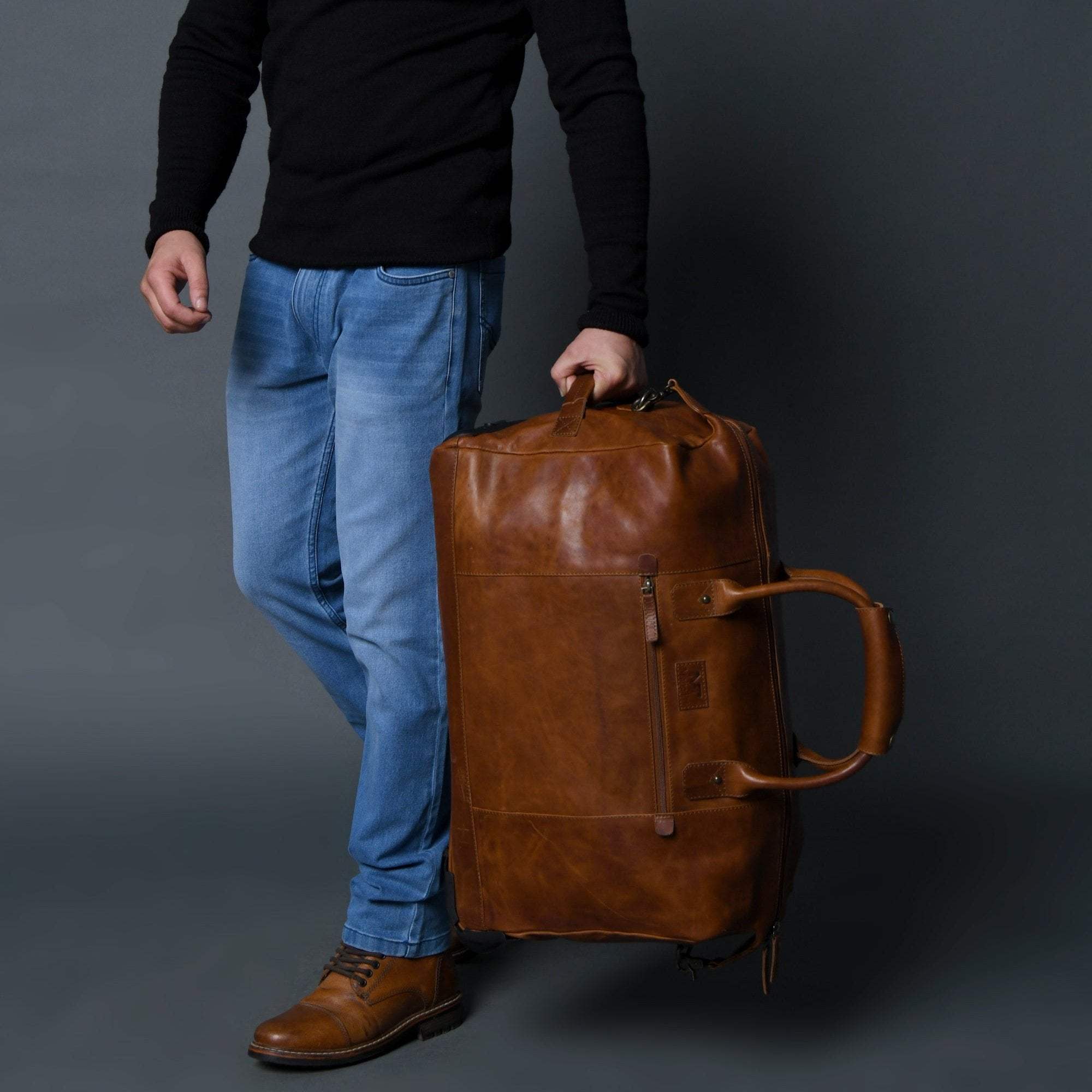Harbor Leather Trolly Carry-On - Classy Leather Bags - Flyclothing LLC