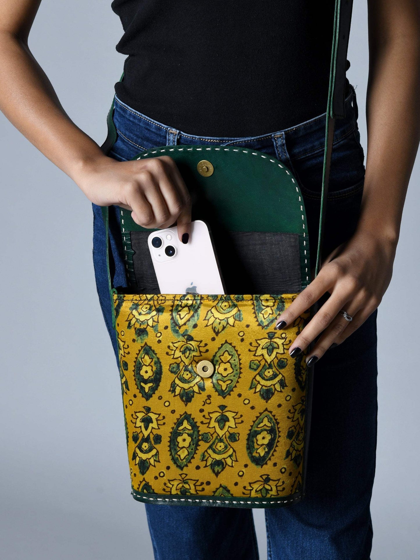 Vibrant Heritage Ajrakh Satchel - Classy Leather Bags - Flyclothing LLC