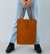 Chestnut Elegance Leather Tote - Classy Leather Bags - Flyclothing LLC