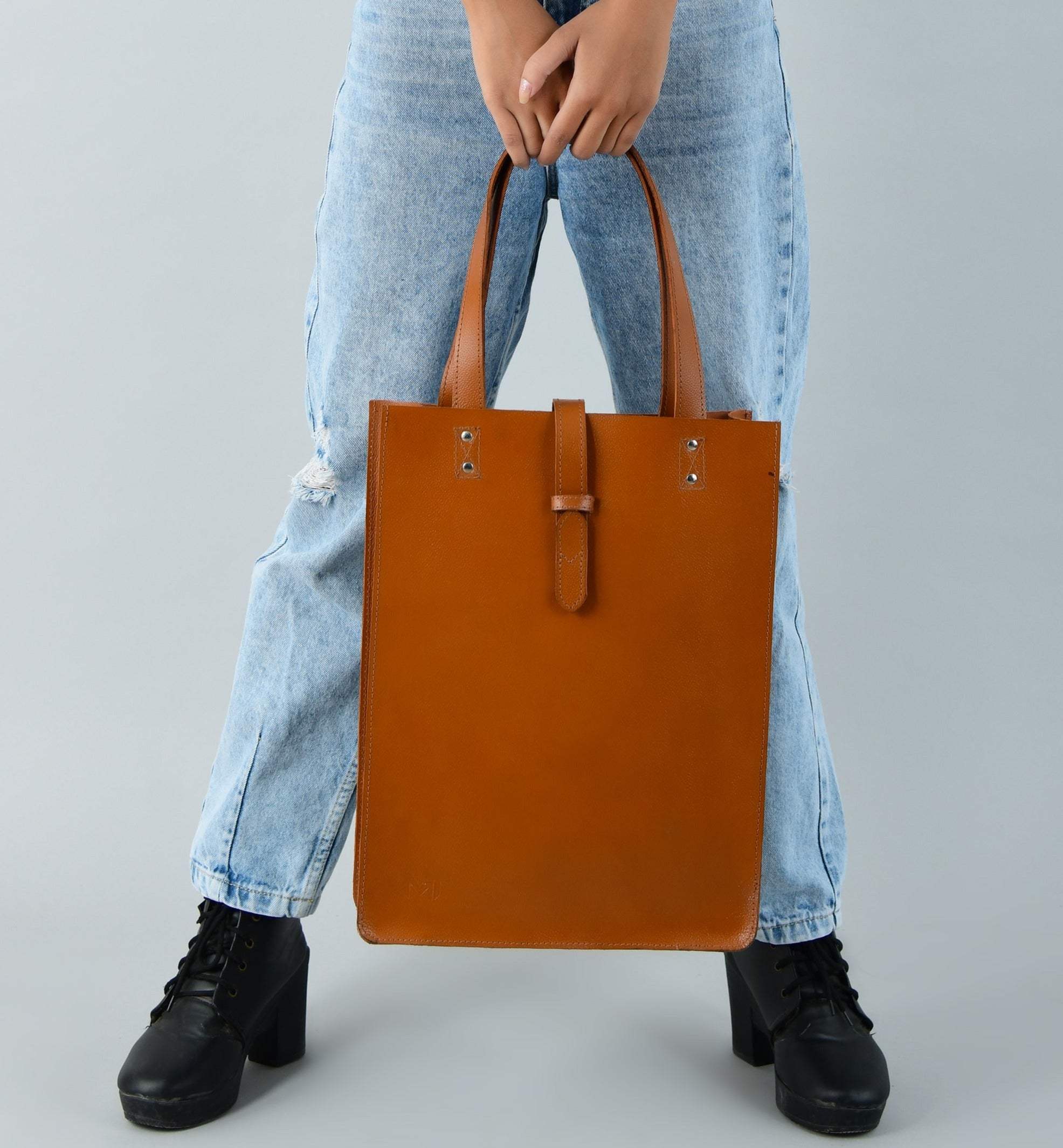Chestnut Elegance Leather Tote - Classy Leather Bags - Flyclothing LLC