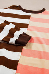 Striped Round Neck Long Sleeve Sweatshirt - Trendsi - Flyclothing LLC