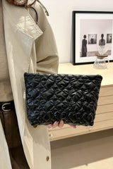 Ruched Heart Clutch with Zipper - Trendsi
