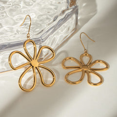 18K Gold-Plated Flower Earrings - Trendsi