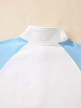 Color Block Snap Buttons Sweatshirt - Trendsi - Flyclothing LLC