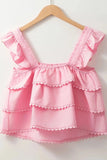 Tiered Heart Trim Square Neck Top - Trendsi