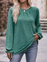 Ruffle Cuff Long Sleeve T-Shirt - Trendsi - Flyclothing LLC