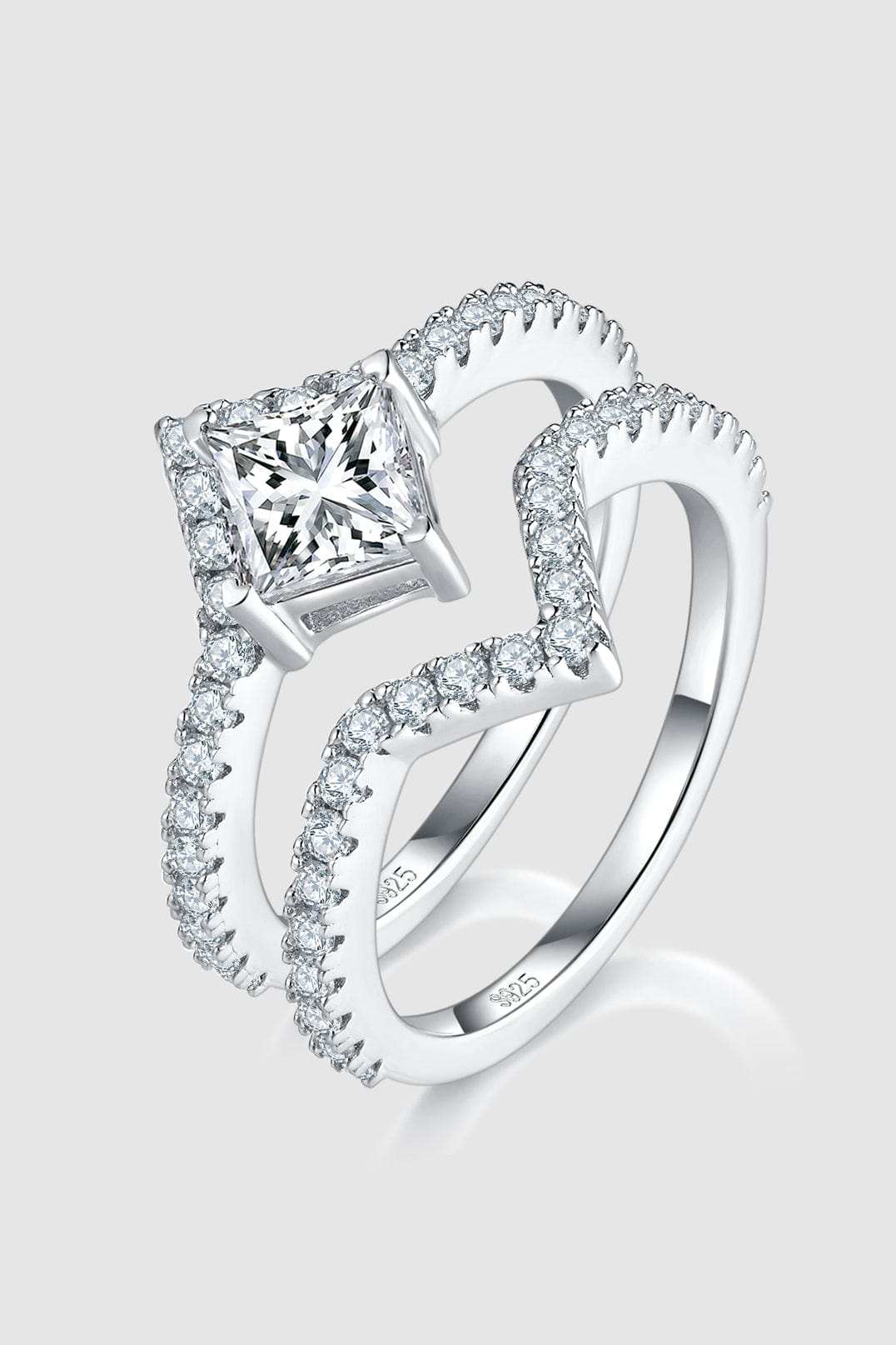 1 Carat Moissanite 925 Sterling Silver Double Layered Ring - Trendsi - Flyclothing LLC