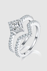 1 Carat Moissanite 925 Sterling Silver Double Layered Ring - Trendsi