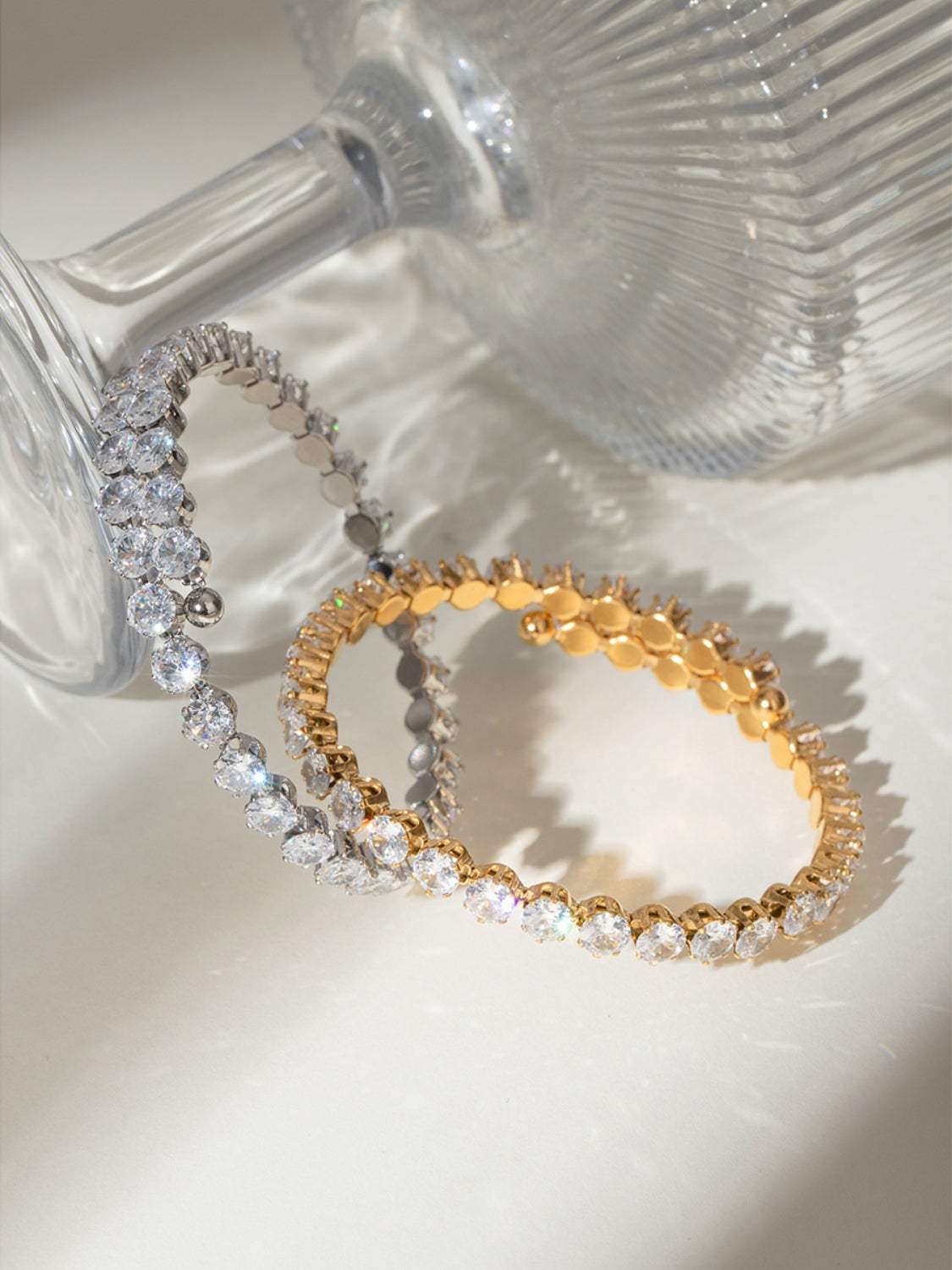 Stainless Steel Inlaid Zircon Bracelet - Trendsi - Flyclothing LLC
