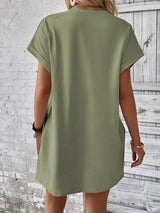 Round Neck Short Sleeve Mini Dress - Trendsi - Flyclothing LLC