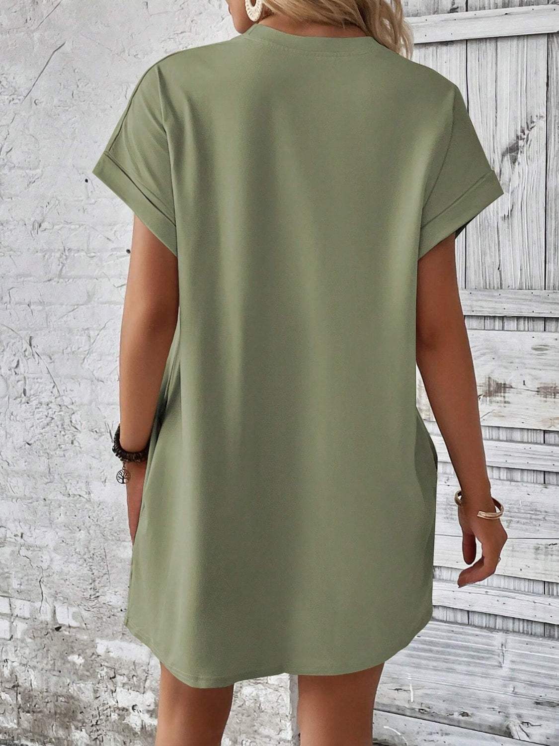 Round Neck Short Sleeve Mini Dress - Trendsi - Flyclothing LLC