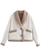 Fuzzy Collared Neck Long Sleeve Jacket - Trendsi - Flyclothing LLC