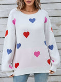 Angel Wings Heart Round Neck Long Sleeve Sweater - Trendsi - Flyclothing LLC