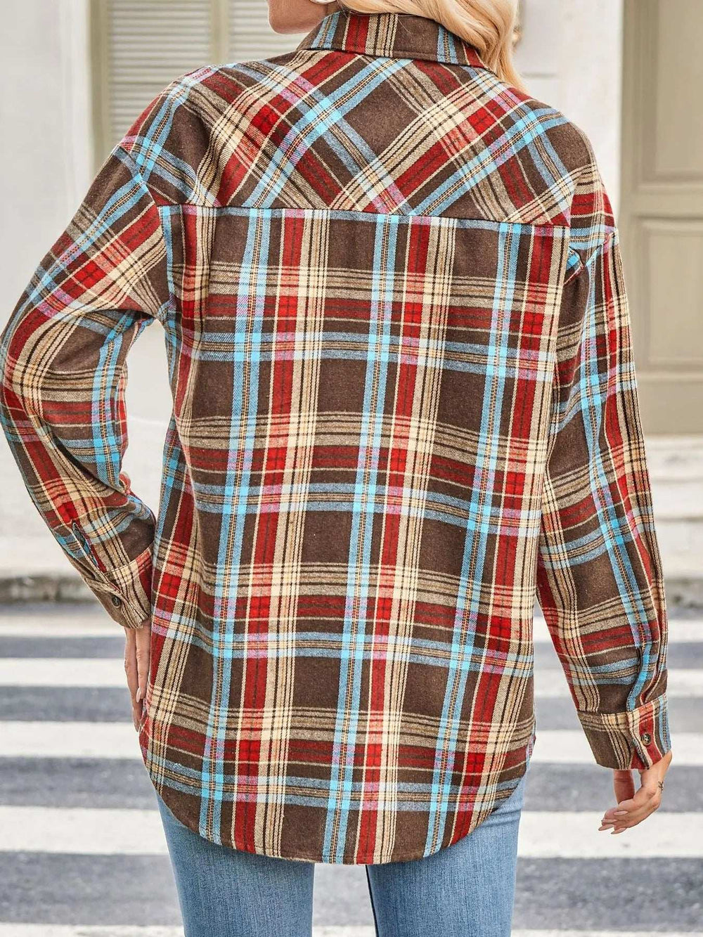 Plaid Button Up Long Sleeve Shirt - Trendsi - Flyclothing LLC