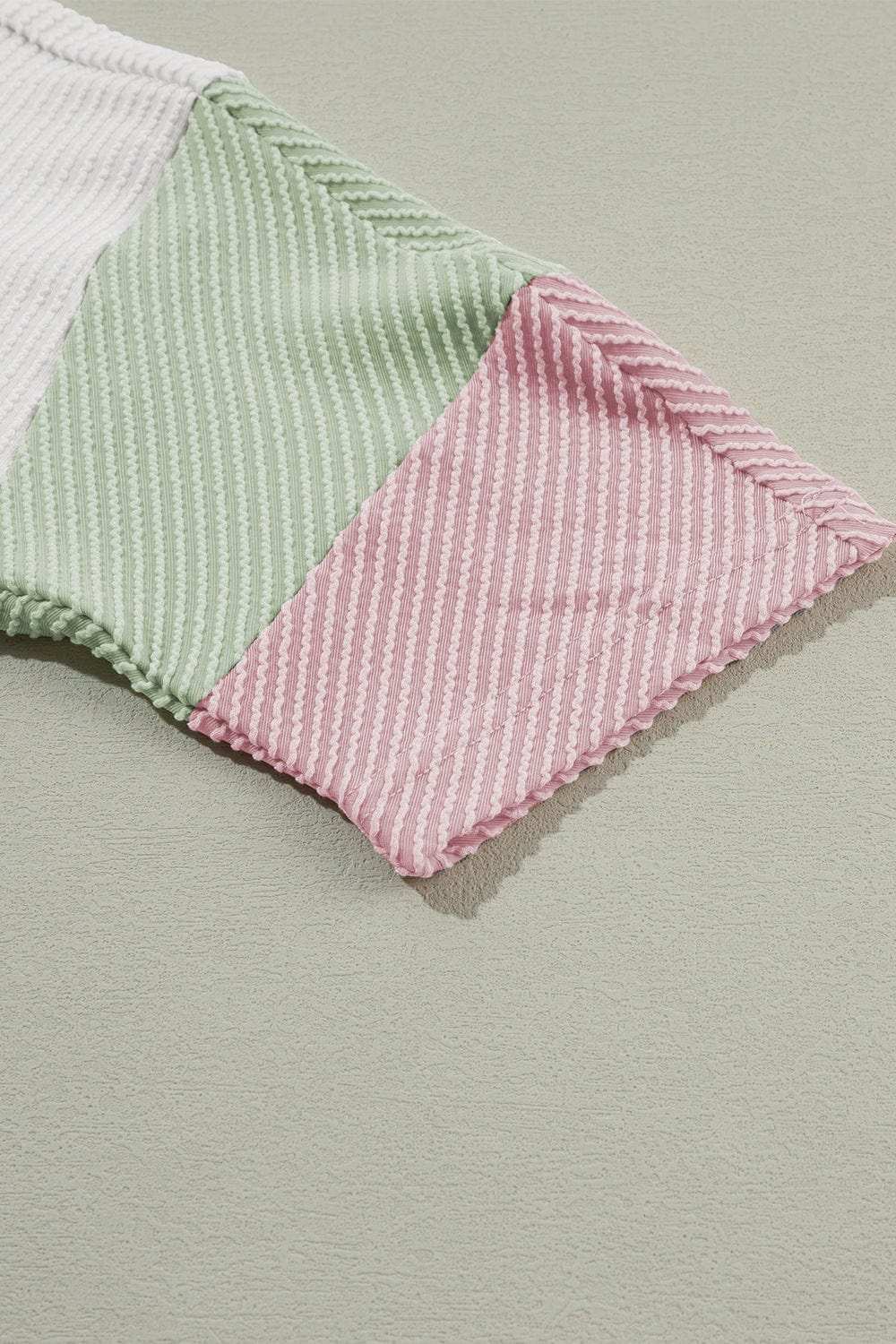 Color Block Ribbed Knit Three-Quarter Sleeve Top - Trendsi - Flyclothing LLC