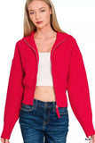 Zenana Ribbed Collared Zip Up Sweater Cardigan - Trendsi - Flyclothing LLC