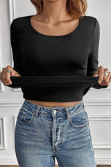 Round Neck Long Sleeve Top - Trendsi - Flyclothing LLC