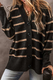 Striped Button Down Long Sleeve Cardigan - Trendsi - Flyclothing LLC