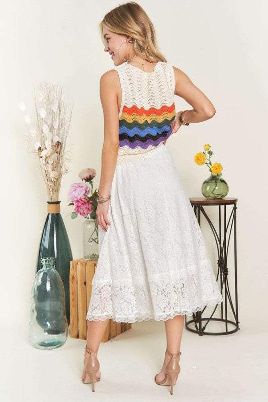 ADORA Elastic Waist Lace Midi Skirt - Trendsi - Flyclothing LLC