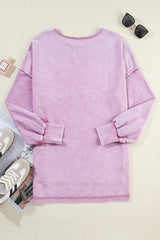 Exposed Seam Round Neck Long Sleeve Sweatshirt - Trendsi - Flyclothing LLC