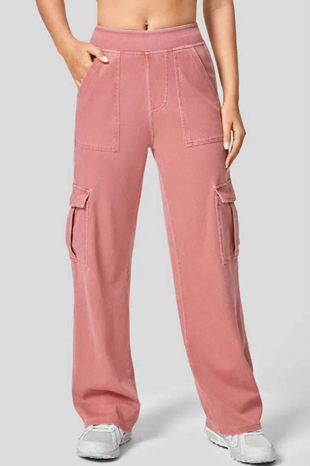 High Waist Straight Leg Cargo Jeans - Trendsi - Flyclothing LLC