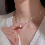 925 Sterling Silver Bow Necklace - Trendsi - Flyclothing LLC