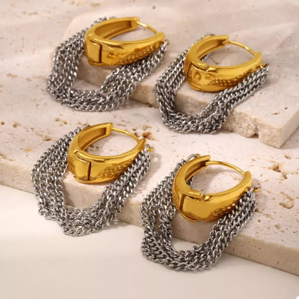 Chunky Chain Hoop Earrings - Trendsi - Flyclothing LLC
