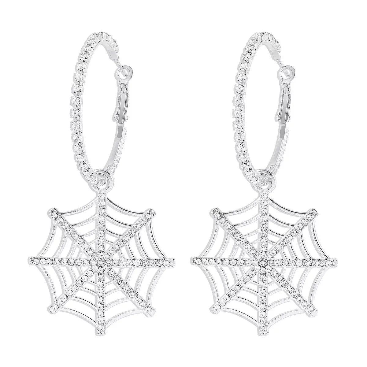 Halloween Spider Web Dangle Hoop Earrings - Trendsi - Flyclothing LLC