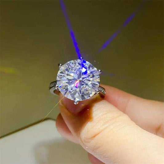 10 Carat Moissanite 925 Sterling Silver Ring - Trendsi - Flyclothing LLC