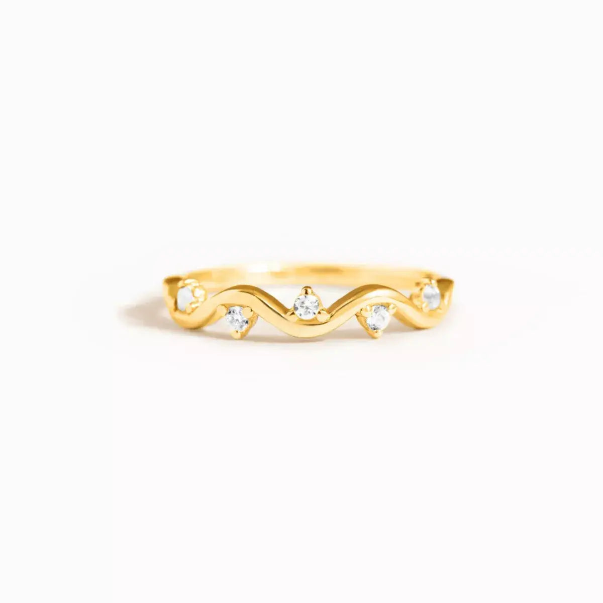 925 Sterling Silver Zircon Wave Ring - Trendsi - Flyclothing LLC