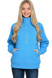 Zenana Half Zip Fleece Sweatshirt with kangaroo Pocket - Trendsi - Flyclothing LLC