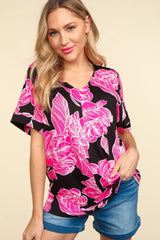 Haptics Floral Drop Shoulder T-Shirt - Trendsi