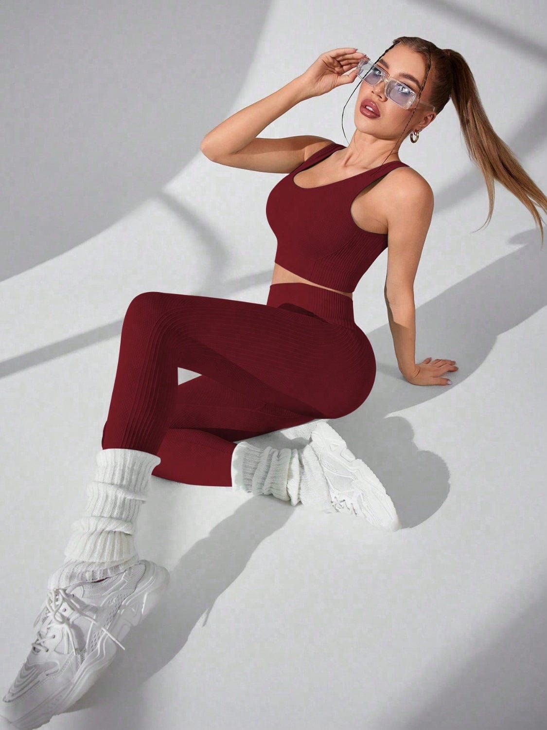 Scoop Neck Wide Strap Top and Pants Active Set - Trendsi