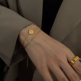 18K Gold-Plated Double Layered Bracelet - Trendsi - Flyclothing LLC