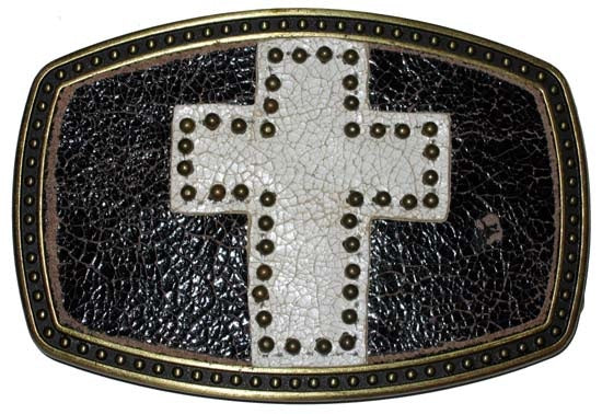 Leather Cross Studded Buckle
