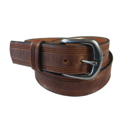 Rockmount Ranch Wear Tan Triple Stitch Leather Belt - Rockmount Clothing