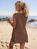 Slit Round Neck Top and Shorts Set - Trendsi - Flyclothing LLC