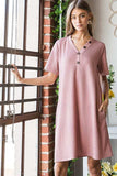 Heimish Full Size Solid Ribbed Mini Dress with Button Plus Size - Trendsi - Flyclothing LLC