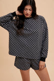 Annie Wear Checkered Round Neck Top and Drawstring Shorts Set - Trendsi