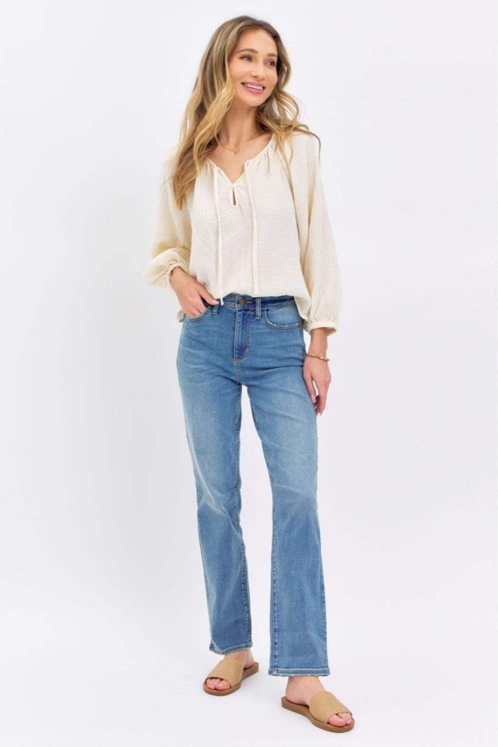 Judy Blue Full Size High Waist Straight Jeans - Trendsi - Flyclothing LLC