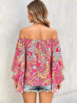 Printed Off Shoulder Blouse - Trendsi - Flyclothing LLC