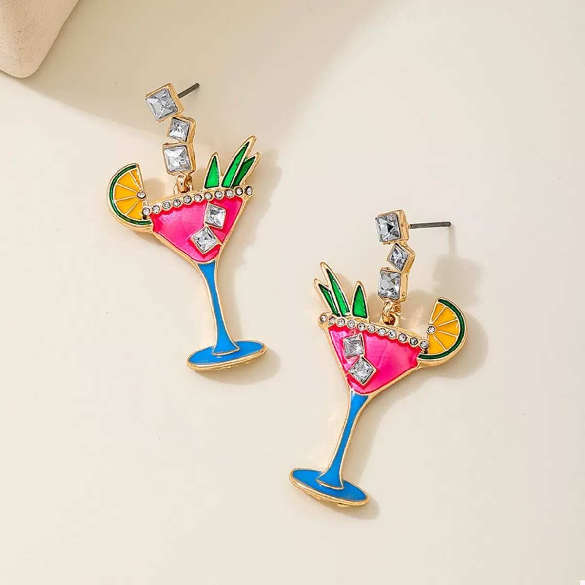 Cocktail Glass Dangle Earrings - Trendsi - Flyclothing LLC