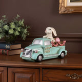 10" Aqua Resin Happy Easter Bunny And Car Figurine - Homeroots - Flyclothing LLC
