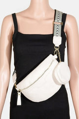 Fame PU Leather Weave Textured Crossbody Bag with Coin Purse - Trendsi