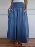Full Size Smocked Wide Leg Pants with Pockets - Trendsi