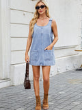 Scoop Neck Wide Strap Denim Dress - Trendsi