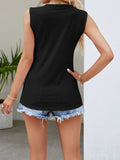 Eyelet V-Neck Tank - Trendsi - Flyclothing LLC