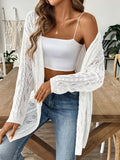 Openwork Open Front Long Sleeve Cardigan - Trendsi