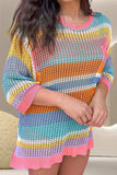 Openwork Round Neck Dropped Shoulder Knit Cover-Up - Trendsi - Flyclothing LLC